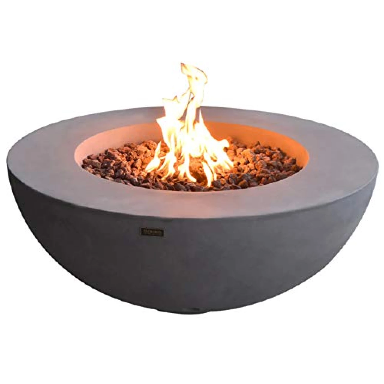 Elementi Lunar Bowl Outdoor Table 42 Inches Fire Pit Patio Heater Concrete Firepits Outside Electronic Ignition Backyard Fireplace Cover Lava Rock