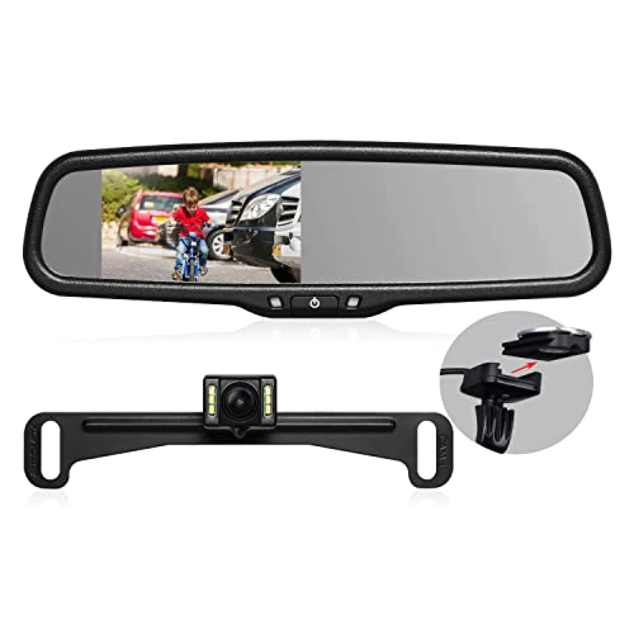 Rear View Mirror Camera with 4.3” Monitor, Super Night Vision OEM Backup Camera Mirror