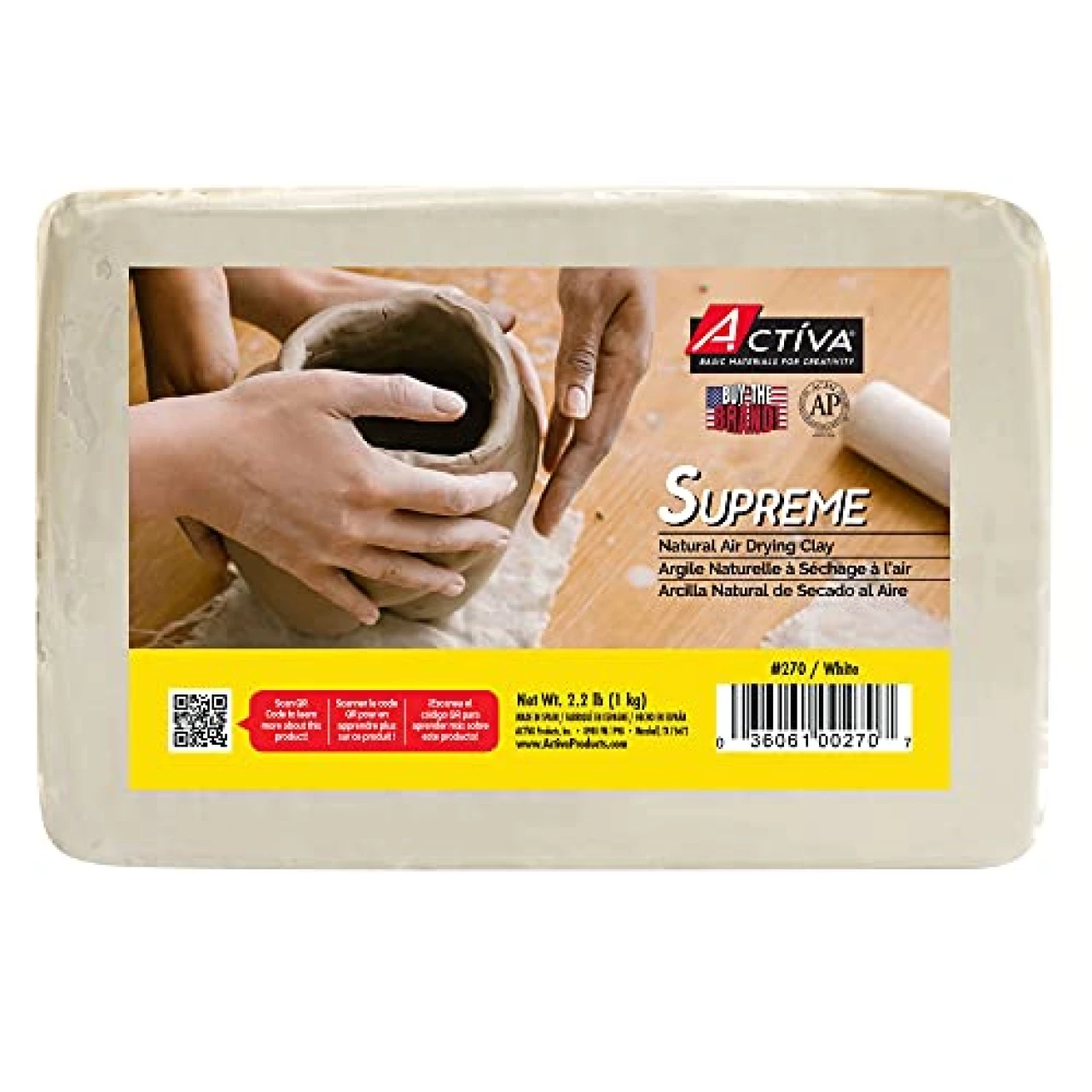 ACTIVA Supreme Artist&rsquo;s Air-Dry Modelling, 2.2 pounds, White Clay