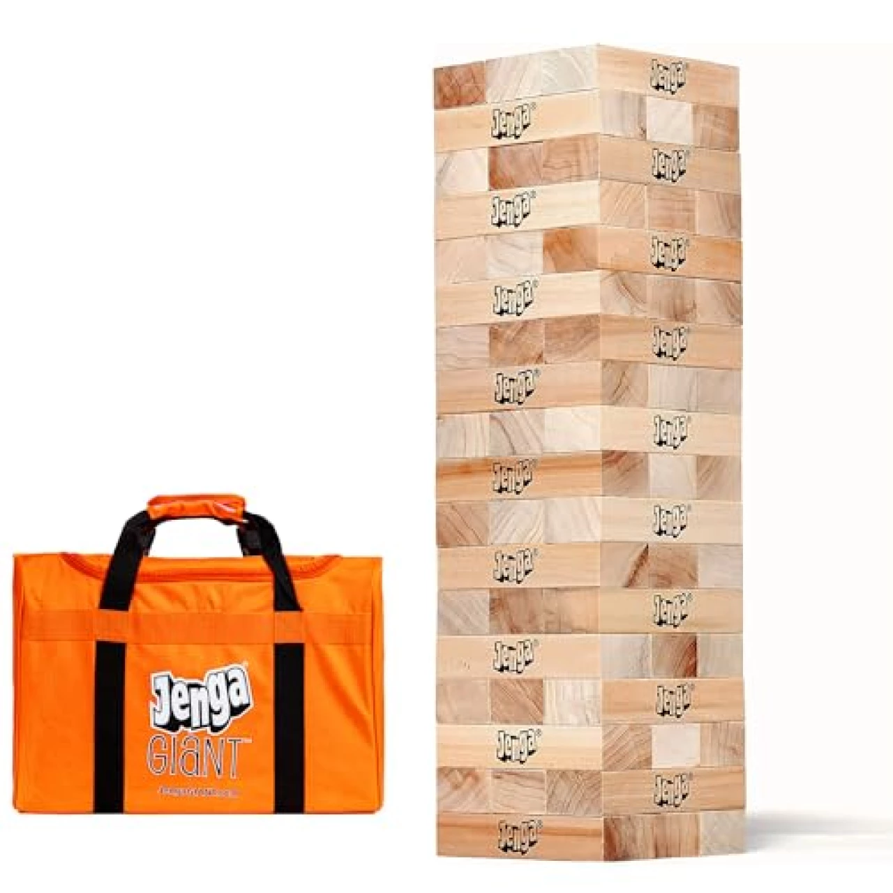 Jenga Official Giant JS7 - Jumbo Large Size, Stacks to Over 5 feet, Includes Heavy-Duty Carry Bag, Premium Hardwood Blocks, Splinter Resistant, Precision-Crafted, Trusted Brand Game