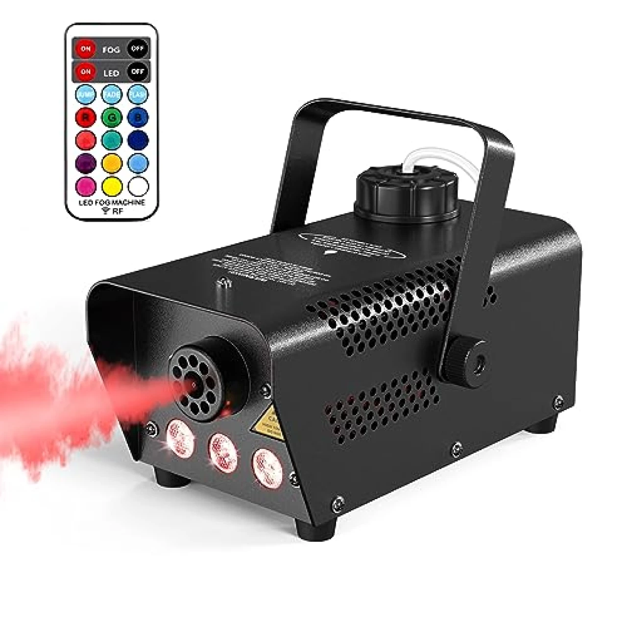 eletecpro Halloween Fog Machine with Wireless Remote Control, Portable 500W 3 LED Lights with 12 Colors