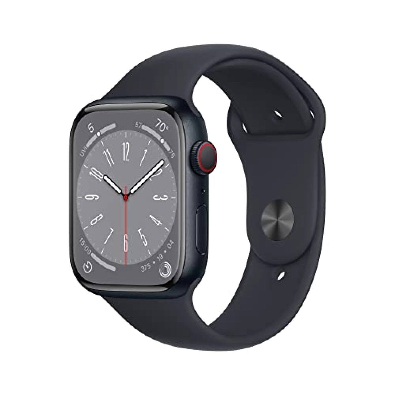 Apple Watch Series 8 [GPS + Cellular 45mm] Smart Watch w/Midnight Aluminum Case with Midnight Sport Band - S/M