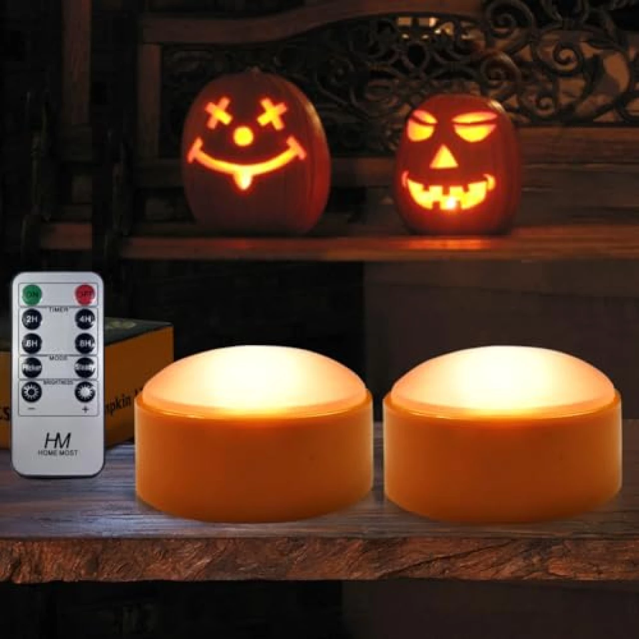 HOME MOST 2-Pack Halloween Pumpkin Lights with Remote/Timer - Orange Pumpkin Lights LED Battery Operated Halloween Decor - Halloween Jack-O-Lantern Outdoor Pumpkin Decorations - LED Lights Halloween