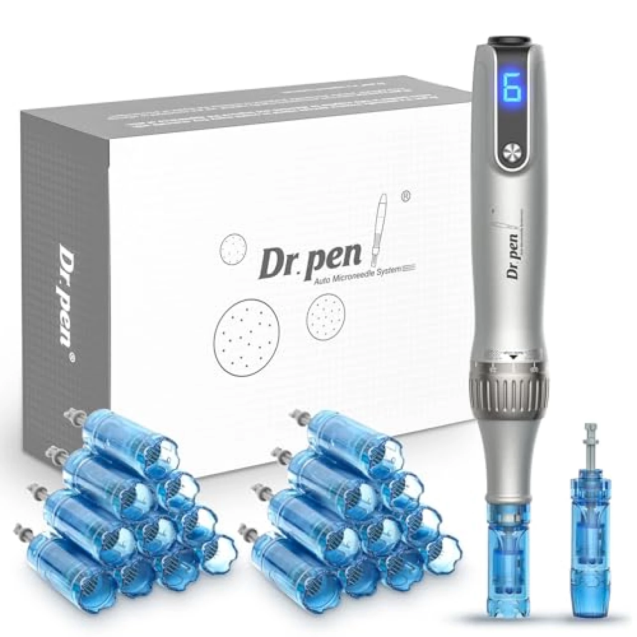 Dr. Pen M8S Microneedling Pen with 20 Replacement Cartridges, Wireless Derma Microneedle Pen Kit, Professional Skin Care Tools for Face Body Hair Beard Growth