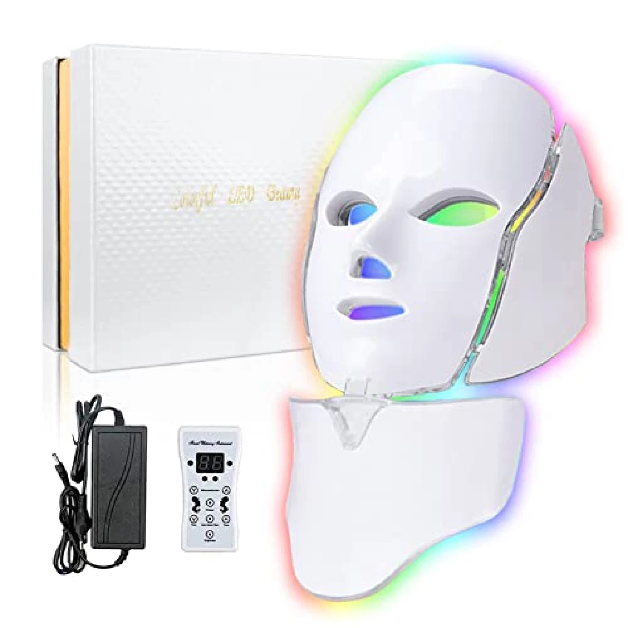 LOUDYKACA Led Face Mask Light Therapy 7 Color Led Light Therapy Facial Mask