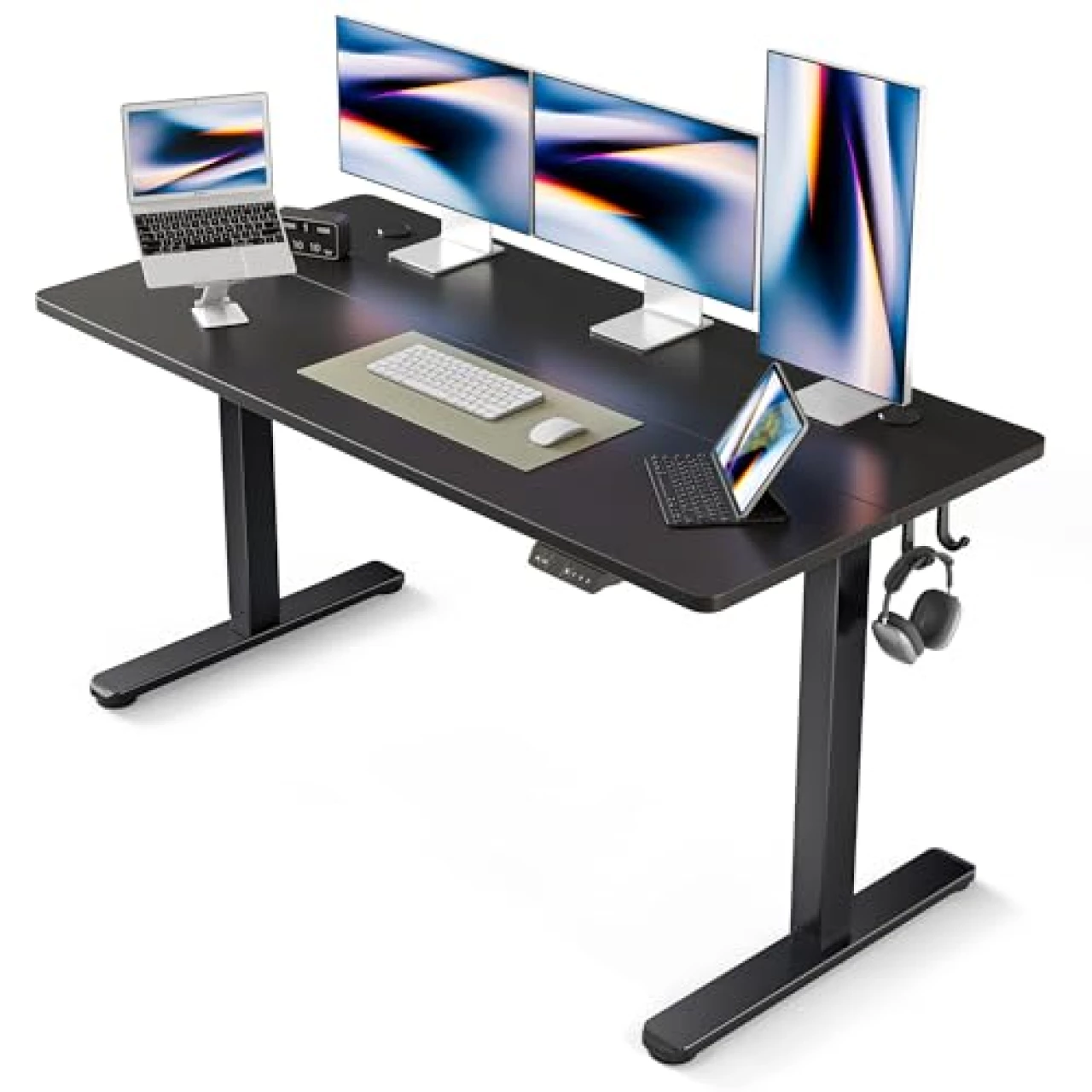 FEZIBO Electric Standing Desk, 63 x 24 Inches Height Adjustable Stand up Desk, Sit Stand Home Office Desk, Computer Desk, Black