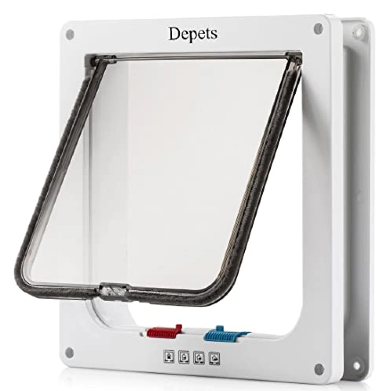 Depets Large Cat Door (Outer Size 9.9&quot; x 9.2&quot;), 4 Way Locking Cat Flap Door for Interior Exterior Doors, Weatherproof Pet Door for Circumference &lt; 23&quot;