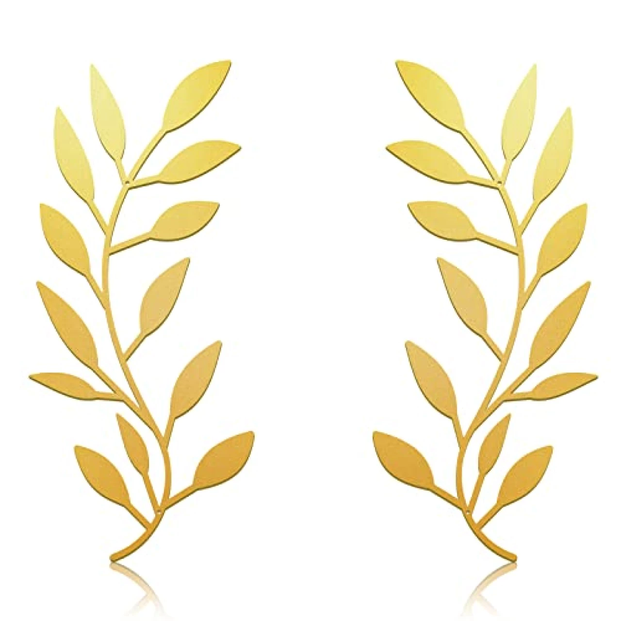 Zhengmy 2 Pieces Metal Tree Leaf Wall Decor Vine Olive Branch Leaf Wall Art Wrought Iron Scroll (Gold)