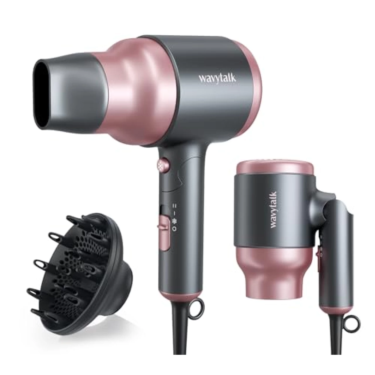 Wavytalk Portable Hair Dryer with Diffuser, Foldable Mini Hair Dryer