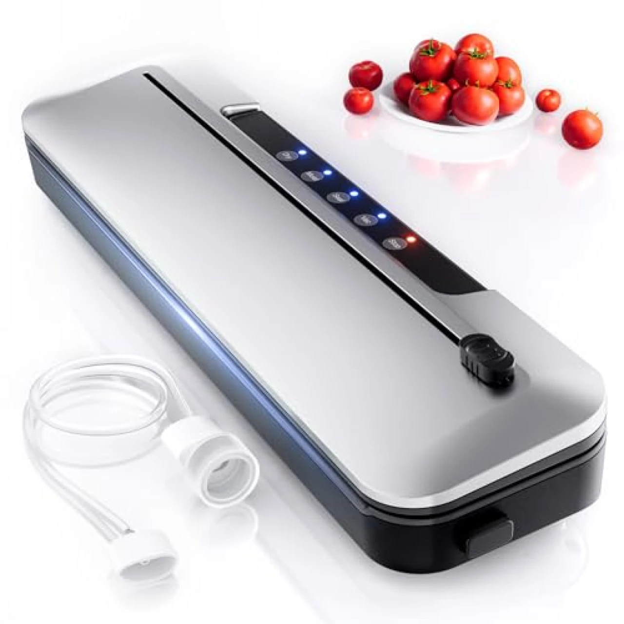 Vacuum Sealer,Fully Automatic Vacuum Air Food Sealer Machine,Outside Cutter,Dry/wet mode for Sous Vide and food storage,Automatic food sealer with vacuum sealing bags,Quiet,compact design