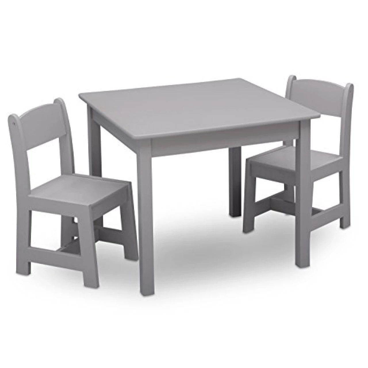 Delta Children MySize Kids Wood Table and Chair Set (2 Chairs Included) - Ideal for Arts &amp; Crafts, Snack Time &amp; More- Greenguard Gold Certified, Grey, 3 Piece Set