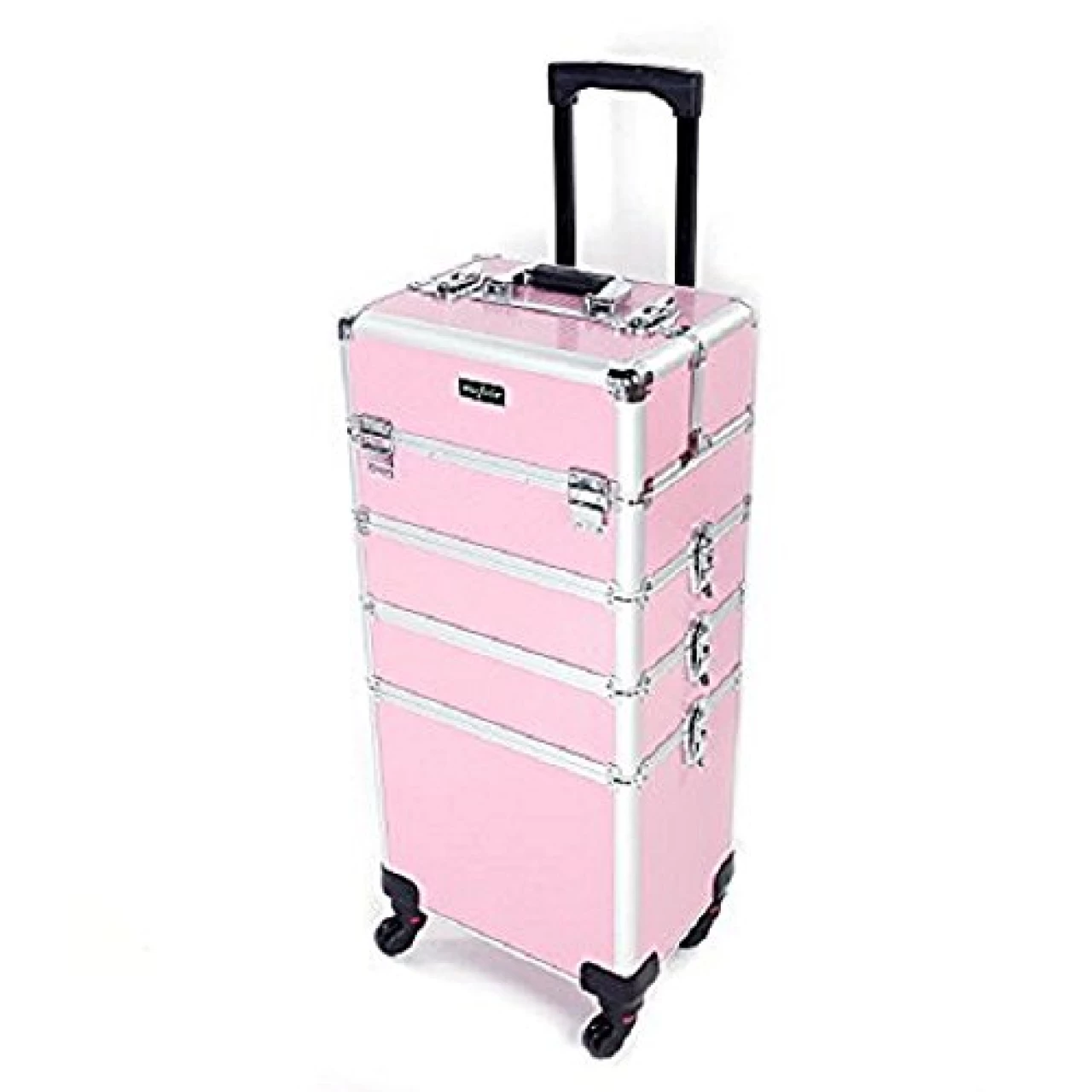 Mefeir 4 in 1 Rolling Makeup Train Case, Aluminum Makeup Travel Organizer Cosmetic Case