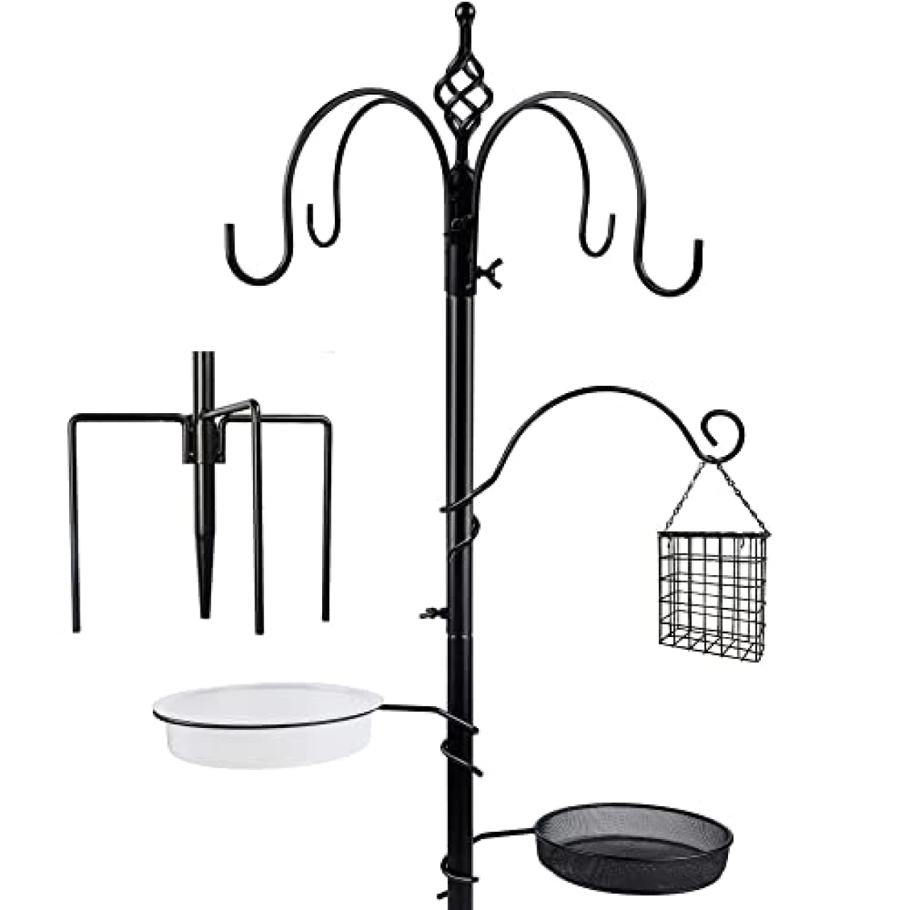 yosager Premium Bird Feeding Station Kit, 77&quot; x 19&quot; Bird Feeder Pole, Deluxe Multi Feeder Hanging Kit with Metal Suet and Bird Bath for Wild Birds Watching, Birdfeeder and Planter Hanger