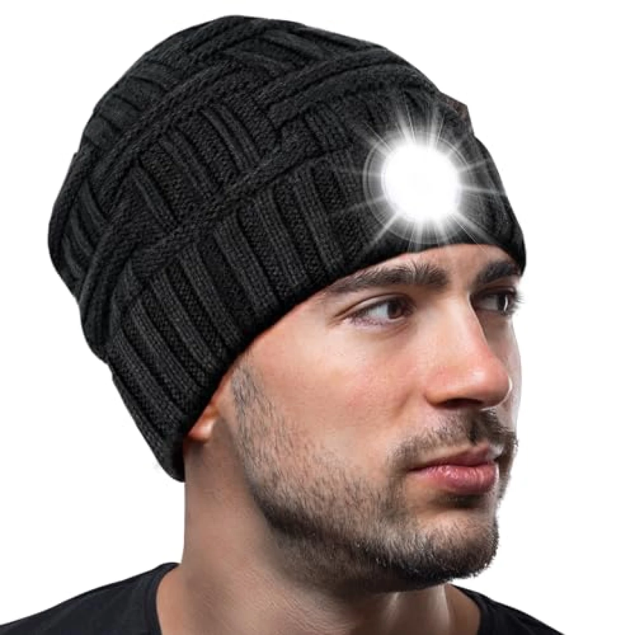 LED Beanie Hat with Lights, Gifts for Men Women Stocking Stuffers for Men Christmas Birthday Gift Idea for Dad Husband Him Adults Teens, Soft Warm Cap with Headlamp for Fishing Camping Walking