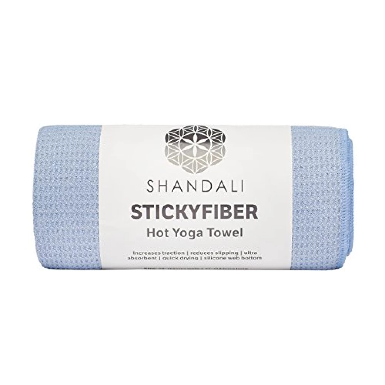 Shandali Stickyfiber Hot Yoga Towel - Silicone Backed Yoga Mat-Sized, Absorbent, Non-Slip, 24&quot; x 72&quot; Bikram, Gym, and Pilates - (Blue, Standard)