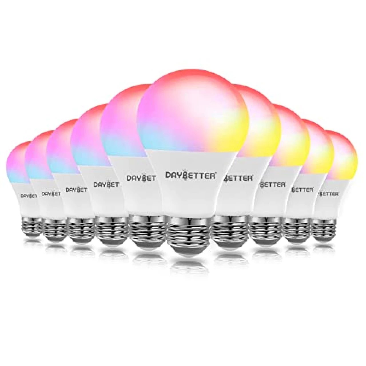 DAYBETTER Smart Light Bulbs, Alexa Light Bulb, WiFi Light Bulbs, RGBCW Color Changing Light Bulb A19 9W 800LM, Smart Bulbs that Work with Alexa &amp; Google Assistant, 2.4Ghz only, No Hub Required,10 Pack