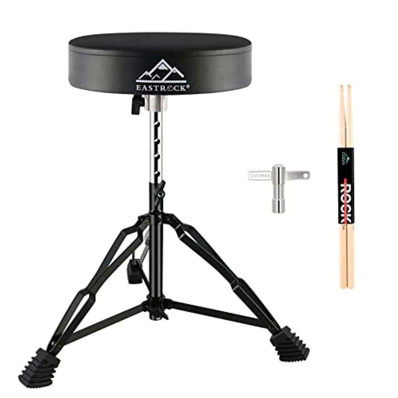 EASTROCK Drum Throne,Padded Drum Seat Drumming Stools with Anti-Slip Feet for Adults and Kids Drummers (Dark Black)