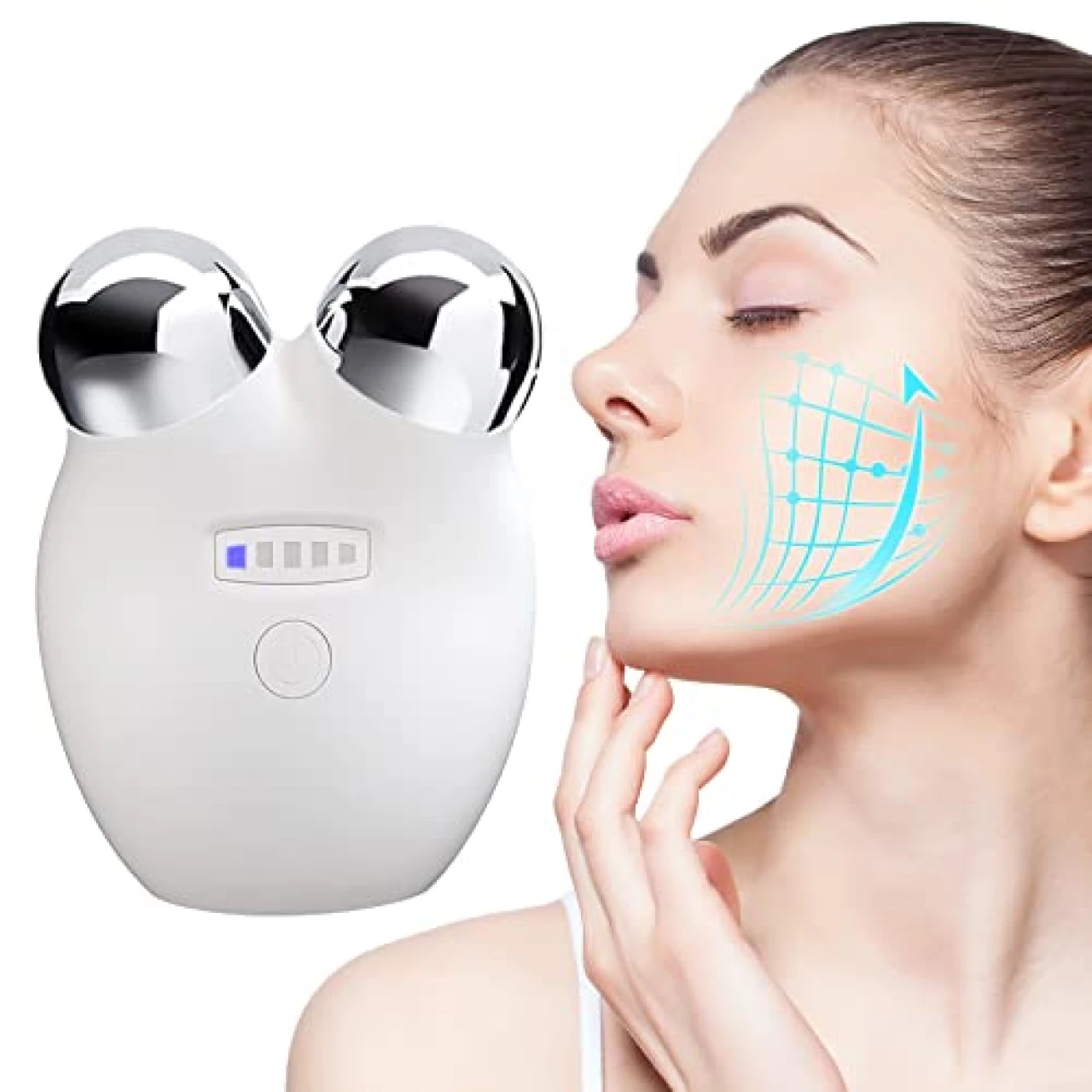 SCOBUTY Microcurrent Facial Device, USB Rechargeable Face Massager for Anti Aging and Wrinkle, Intelligent Double Chin Massager