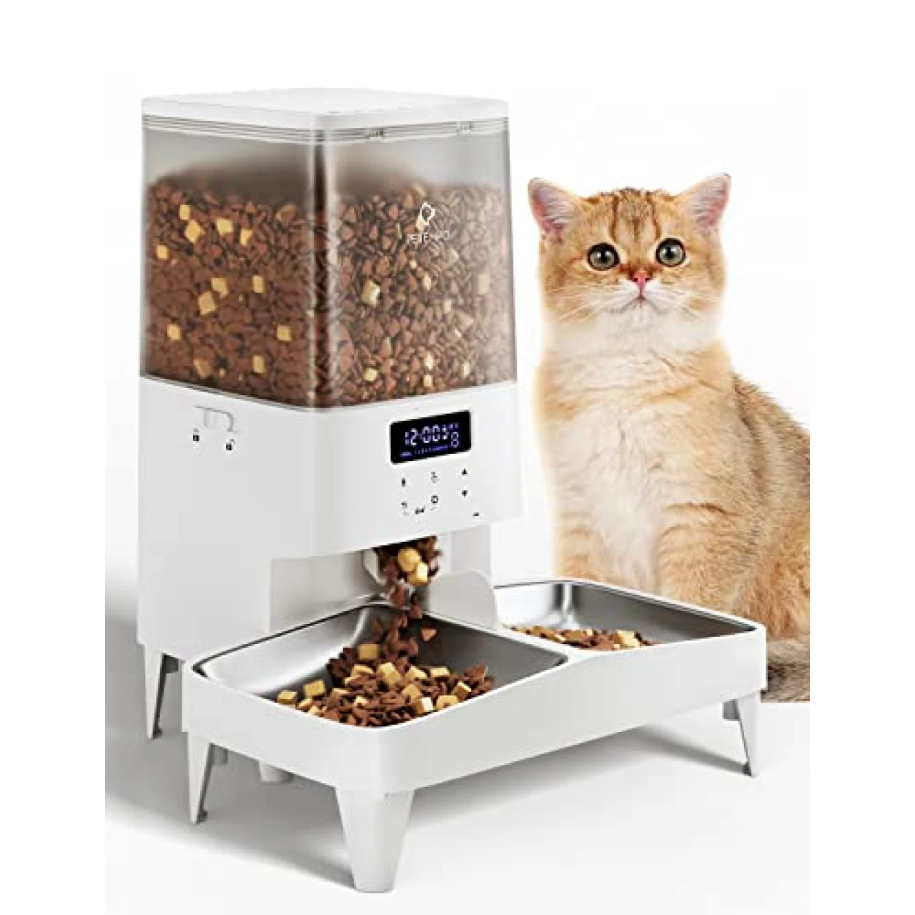 Automatic Cat Feeders, PETEMPO 5L Dog Feeder, Anti-Stuck Design &amp; 10s Meal Call