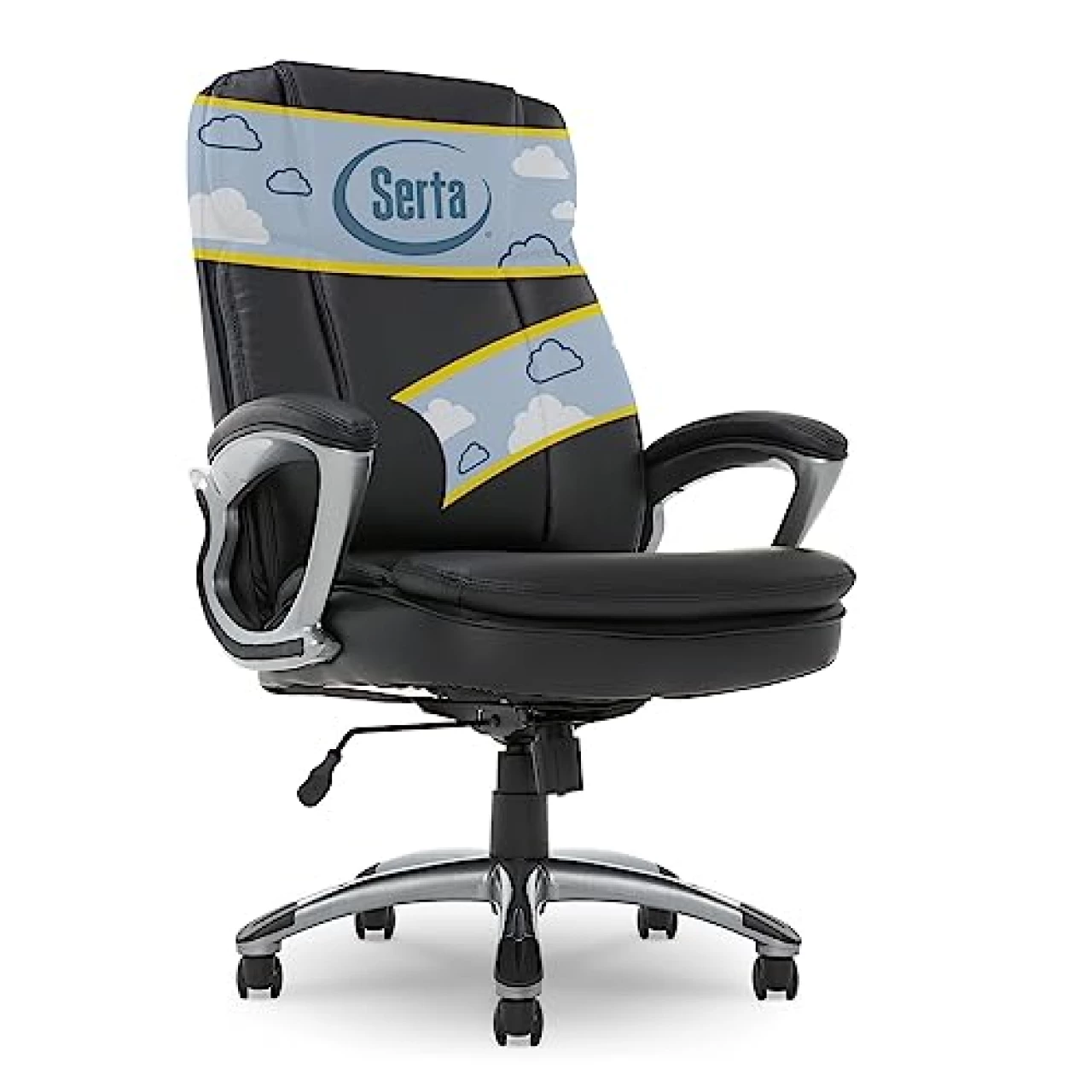 Serta Big &amp; Tall Executive Office Chair High Back All Day Comfort Ergonomic Lumbar Support, Bonded Leather, Black