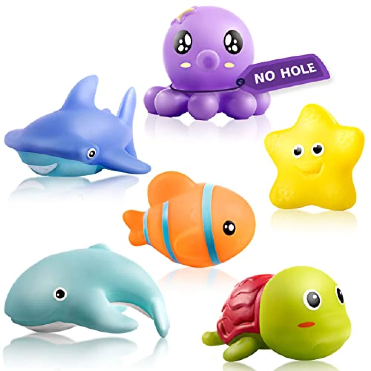 Hely Cancy Mold Free Infant Bath Toys for 18 Months - No Hole Animal Bathtub Toys, Baby Bath Tub Toys No Mold (Ocean)