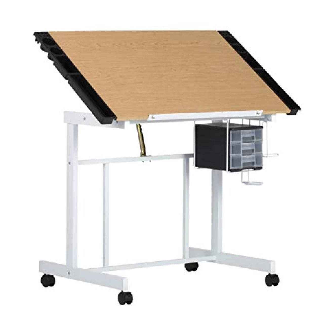 Studio Designs Deluxe Craft Station, Top Adjustable Drafting Table Craft Table Drawing Desk Hobby Table Writing Desk Studio Desk with Drawers, 36&rsquo;&lsquo;W x 24&rsquo;&lsquo;D, White / Maple