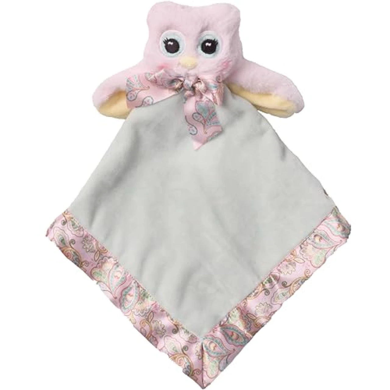 Bearington Baby Lil’ Hoots Snuggler, 15 Inch Pink Owl Plush Stuffed Animal Security Blanket Lovey for Babies