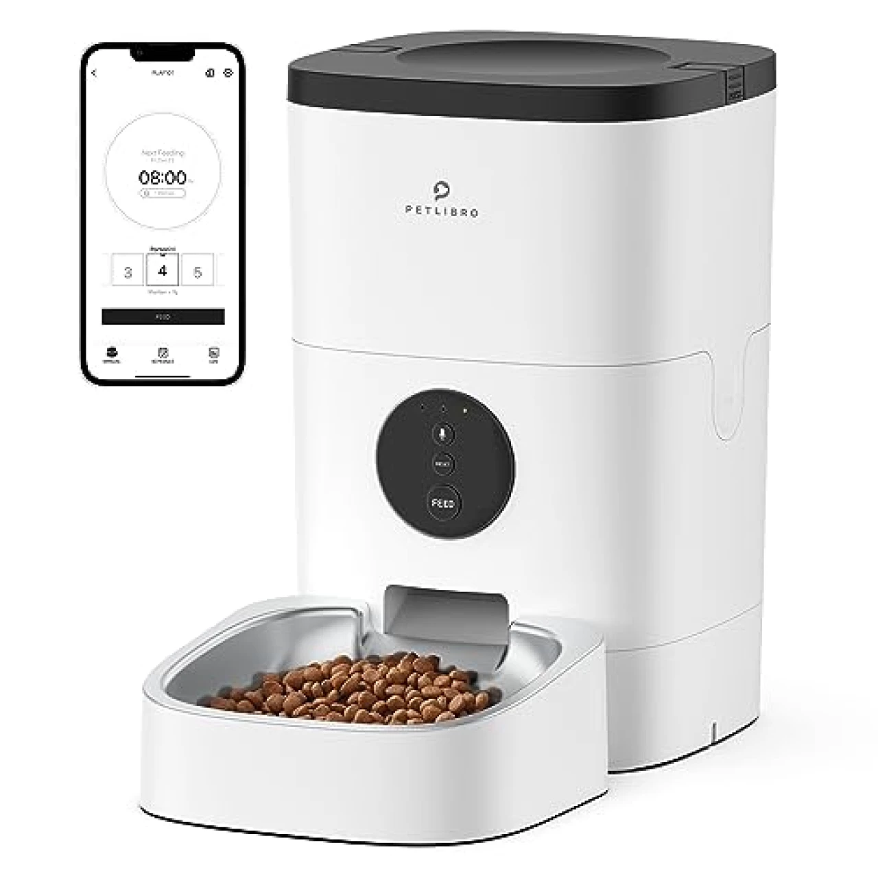 PETLIBRO Automatic Cat Feeders, Automatic Cat Food Dispenser with Customize Feeding Schedule, Timed Wifi Cat Feeder with Interactive Voice Recorder, Automatic Pet Feeder for Cat Dog 1-4 Meals Dry Food