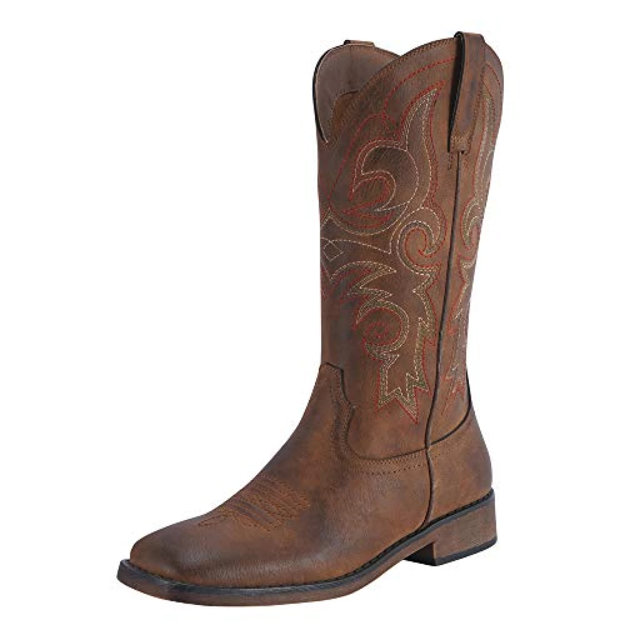 SheSole Women&rsquo;s Fashion Western Cowgirl Cowboy Boots Wide Square Toe Mid Calf Brown US Size 8