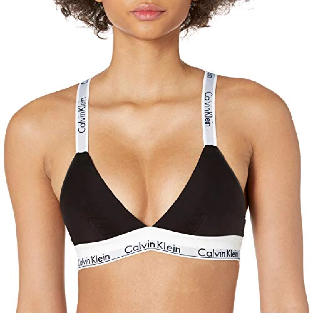 Calvin Klein Women&rsquo;s Modern Cotton Unlined Triangle Crossback Bralette, Black, M