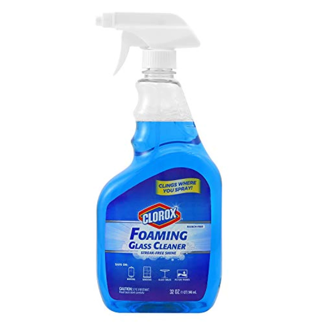 Clorox Foaming Glass Cleaner Trigger Spray | All Purpose Window And Glass Cleaner | Streak|Free, No|Drip Formula Glass Cleaners For The Home Or Office, 32 Ounces