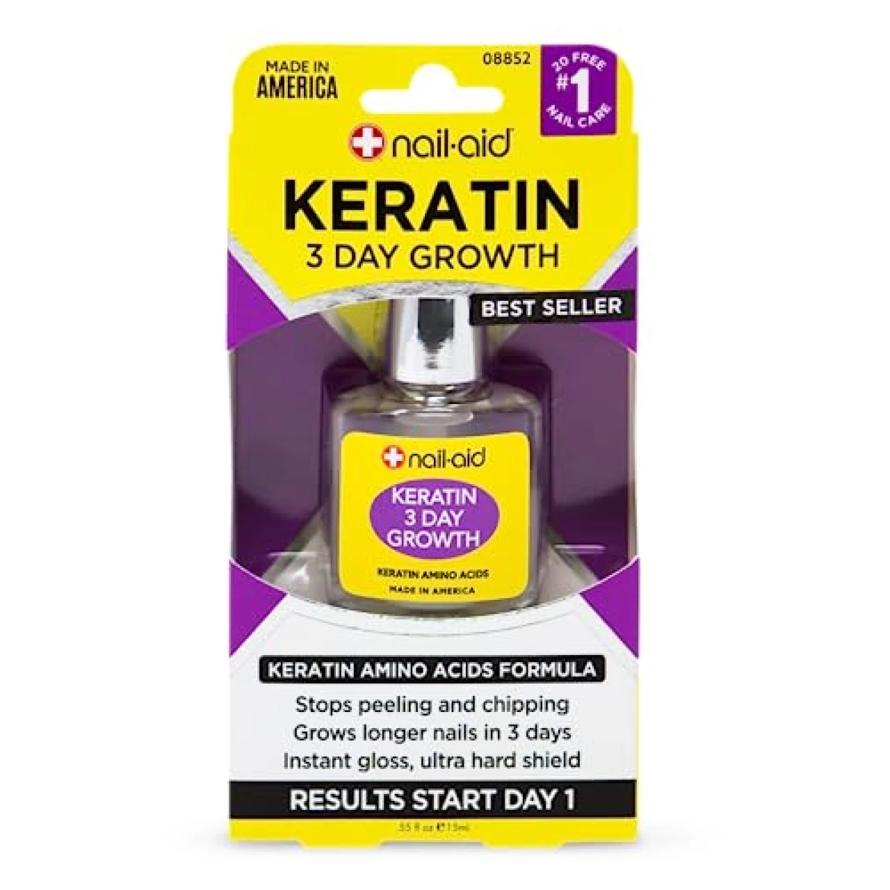 Nail-Aid Keratin 3 Day Growth Nail Treatment &amp; Strengthener, Clear, 0.55 Fl Oz