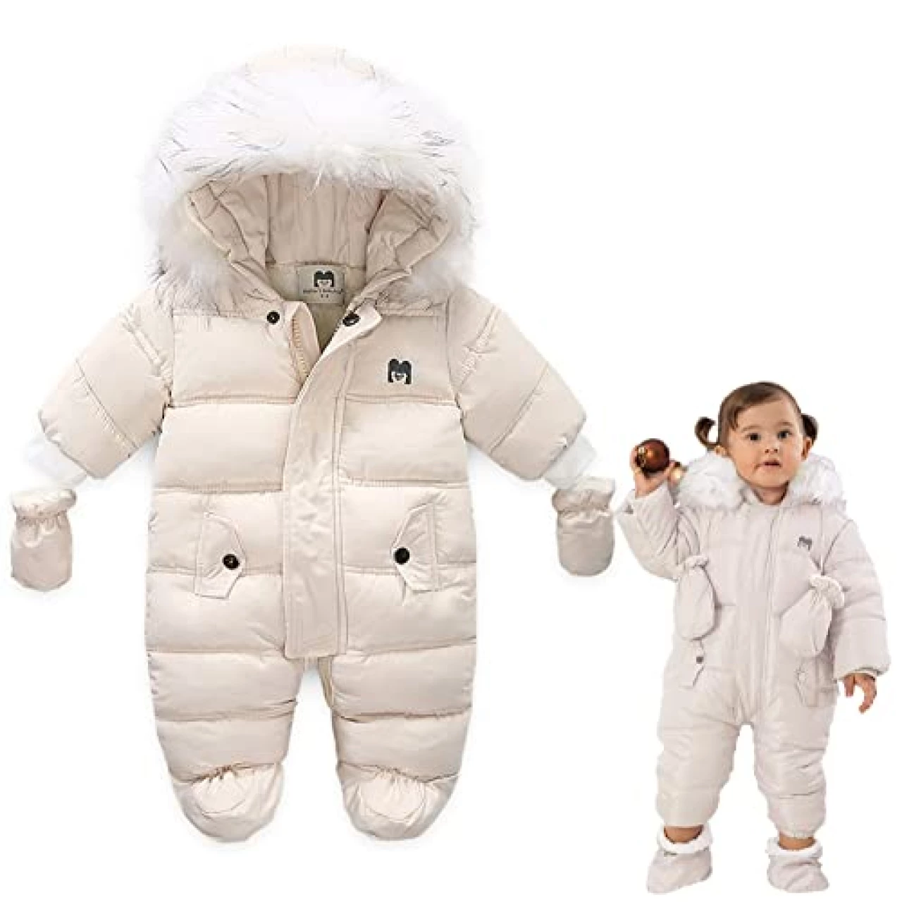 XIFAMNIY Baby Girls and Boys Snowsuit Winter suits Jumpsuit Outwear Hooded Footie Snow suits