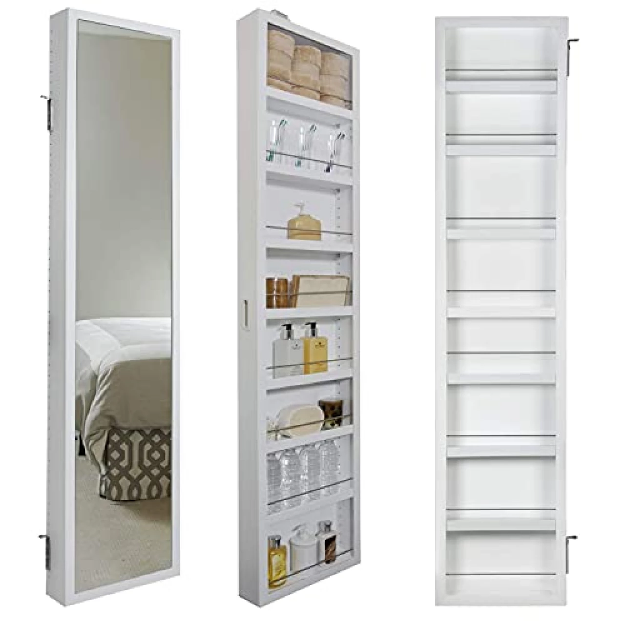 Cabidor Deluxe Mirrored Behind The Door Adjustable Medicine Cabinet, Kitchen &amp; Bathroom Storage Cabinet