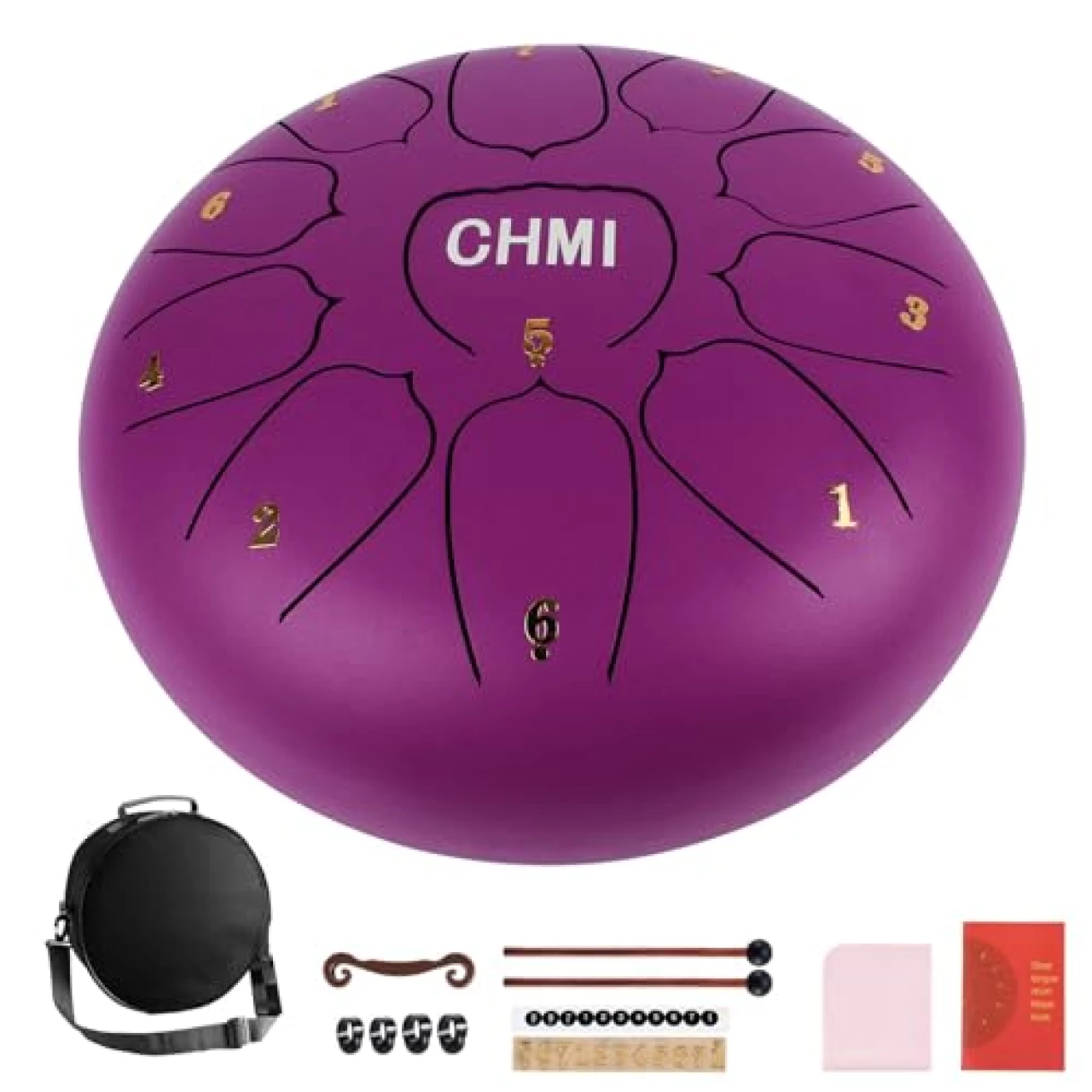 Steel Tongue Drum, 11 Notes 10 inches Percussion Kit Instrument Handpan Drum with Bag, Music Book, Mallets, Finger Picks, Drum Mallets Holder (Purple)