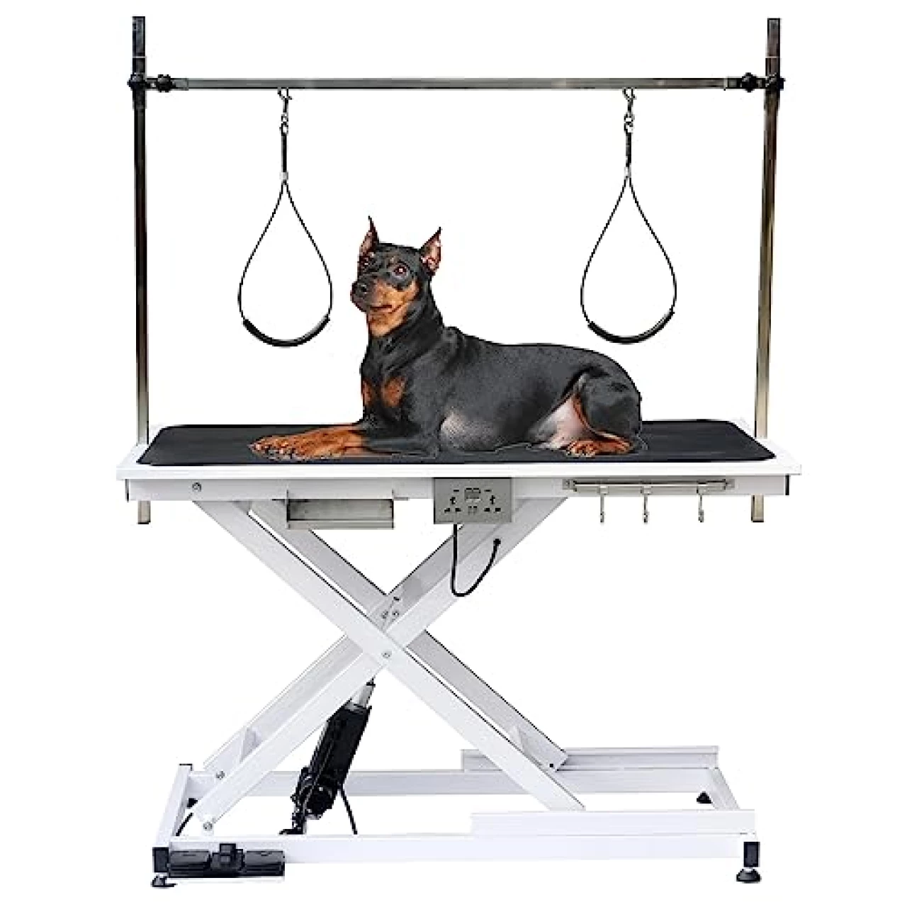 Fegherug Electric Grooming Table Extra Large Height Adjustable, Heavy Duty Collapsible Dog Grooming Station with Arms, Noose