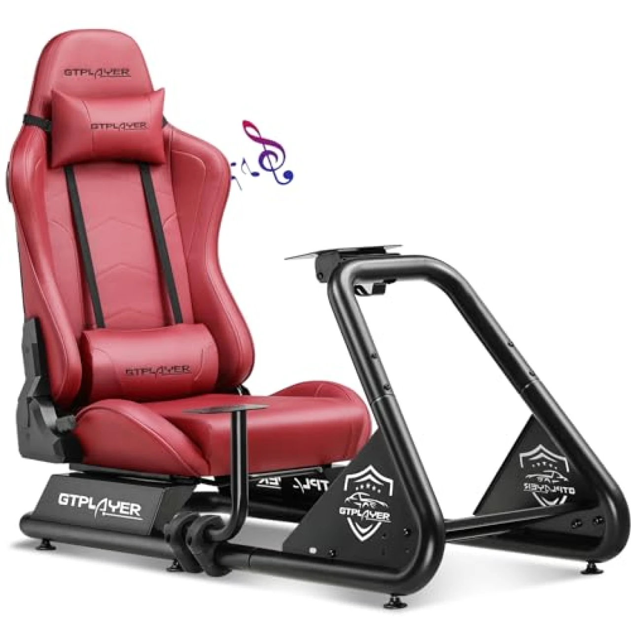 GTPLAYER Racing Simulator Cockpit with Seat and Bluetooth Speakers, Racing Style Reclining Seat