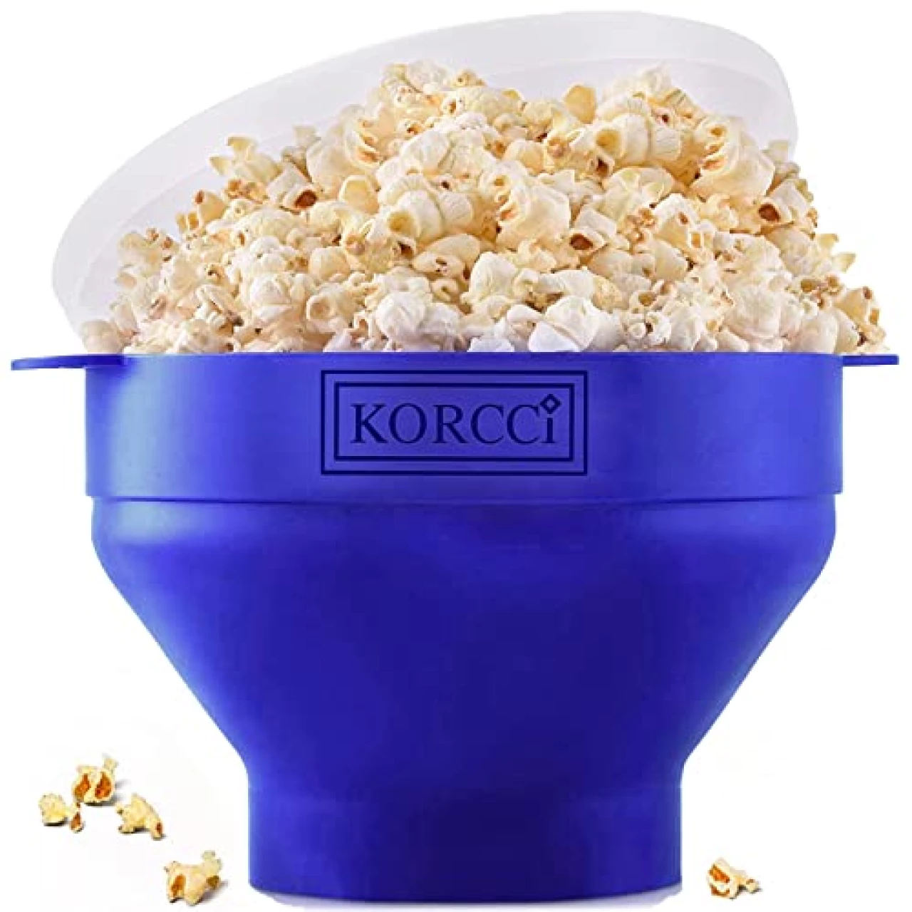 The Original Korcci Microwaveable Silicone Popcorn Popper, BPA Free Microwave Popcorn Popper, Collapsible Microwave Popcorn Maker Bowl, Dishwasher Safe - Blue