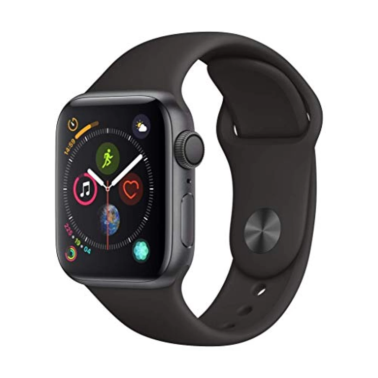 Apple Watch Series 4 (GPS, 40MM) - Space Gray Aluminum Case with Black Sport Band (Renewed)