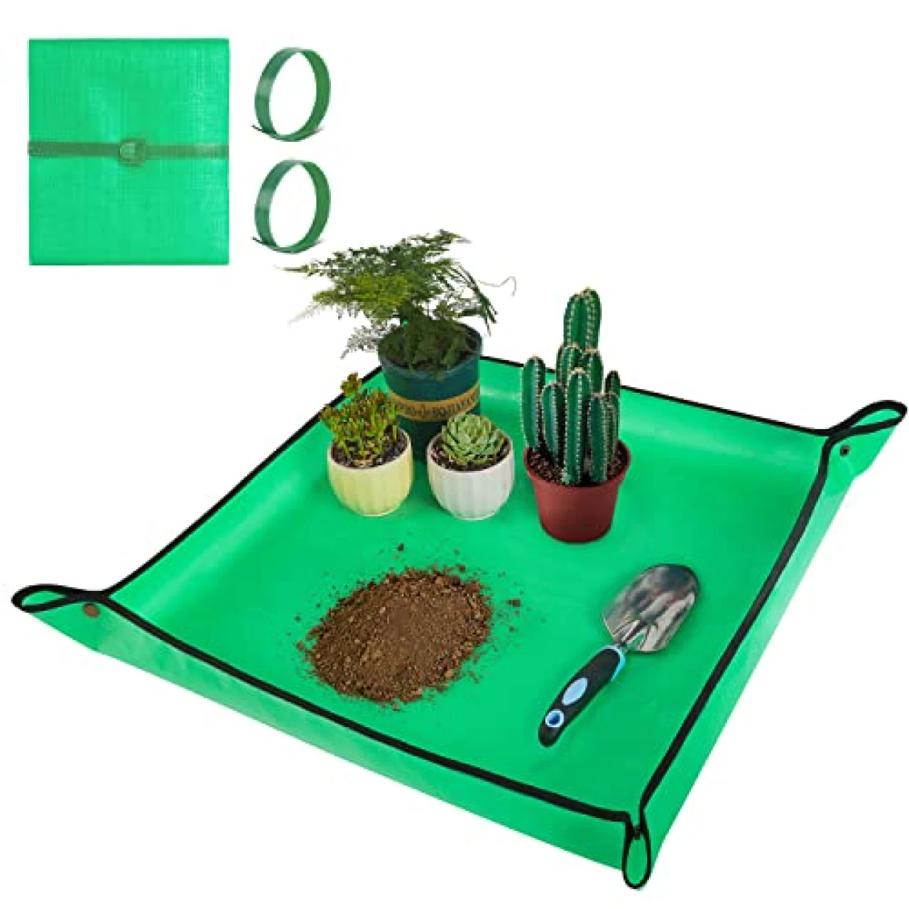 Repotting Mat for Indoor Plant Transplanting and Mess Control 27&quot;x 27&quot; Thickened Waterproof Potting Tray Foldable Succulent Potting Mat Portable Gardening Mat Garden Gifts for Women &amp; Men Green