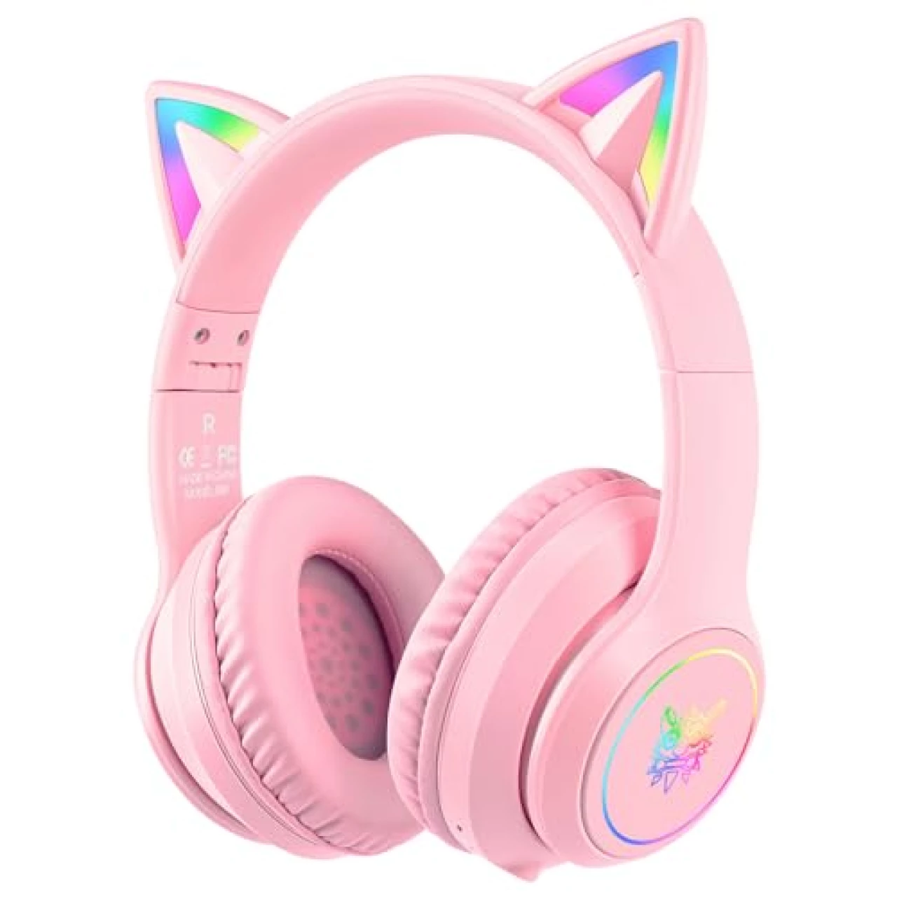 ONITOON Cat Ear Bluetooth Headphones with Micphone for Kids &amp; Adults, LED Light Up Wireless HI-FI Sound Quality, Over-Ear Headphones with Volume Control for iPhone/iPad/Laptop/PC(55H Play Time)