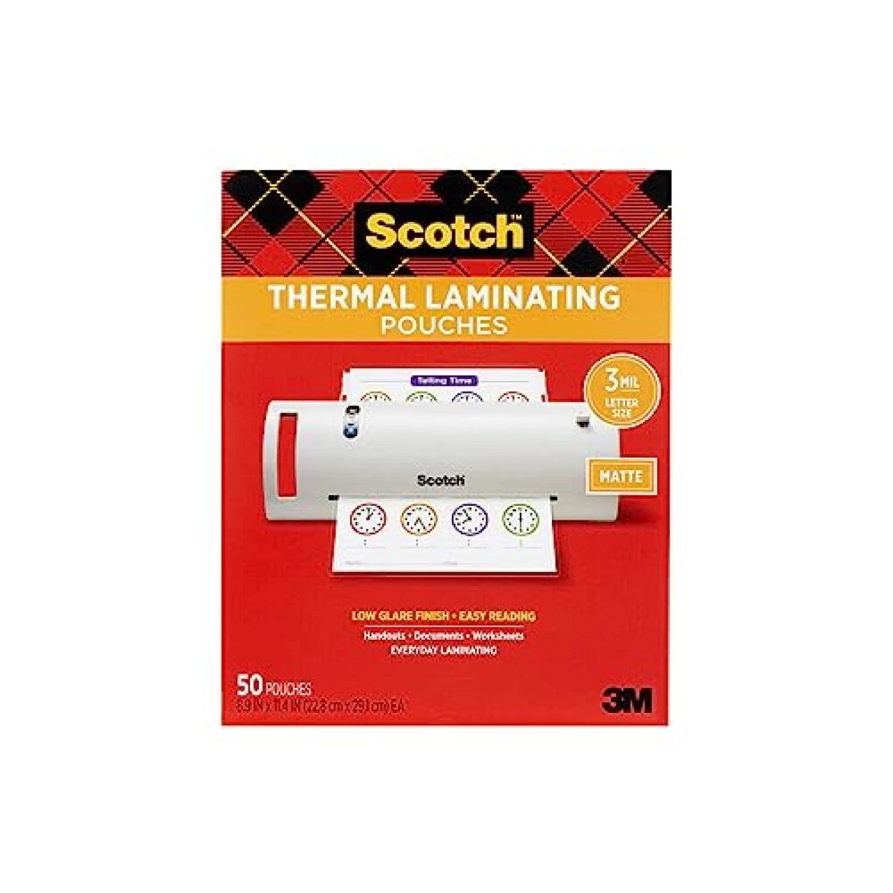 Scotch Matte Thermal Laminating Pouches, Ultra Clear with Matte Finish, Letter Size 8.9 in x 11.4 in, 50-Pack