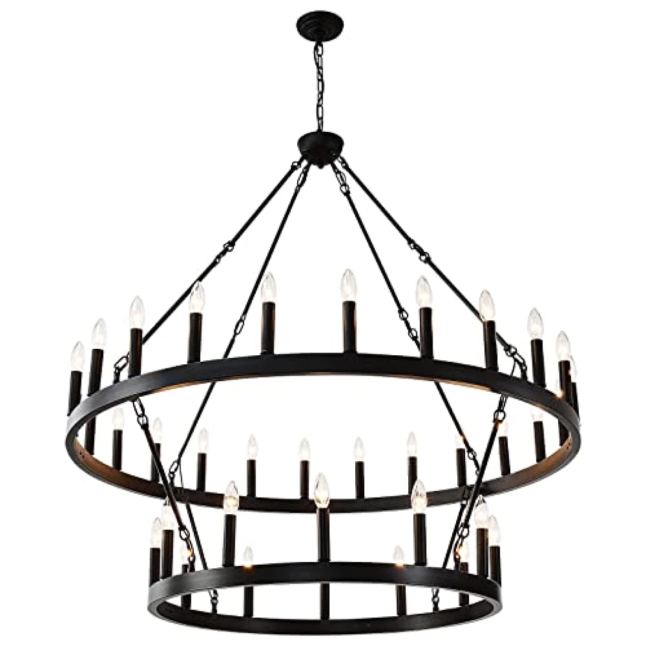 Yikrfiae Black Wagon Wheel Chandelier