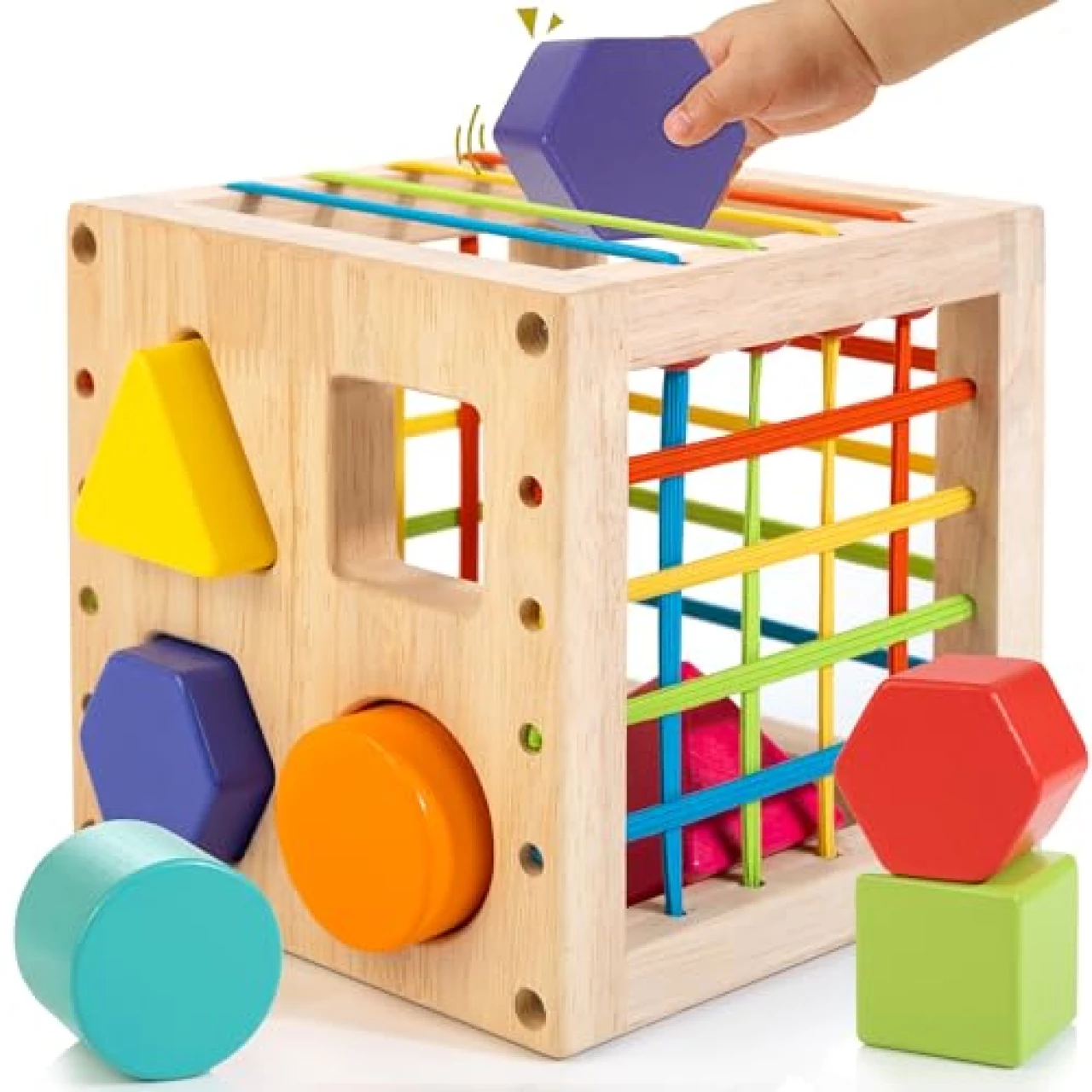 Winique Wooden Shape Sorter Toys for Toddlers 1-3 Years Old, Montessori Toys for 1 Year Old Baby