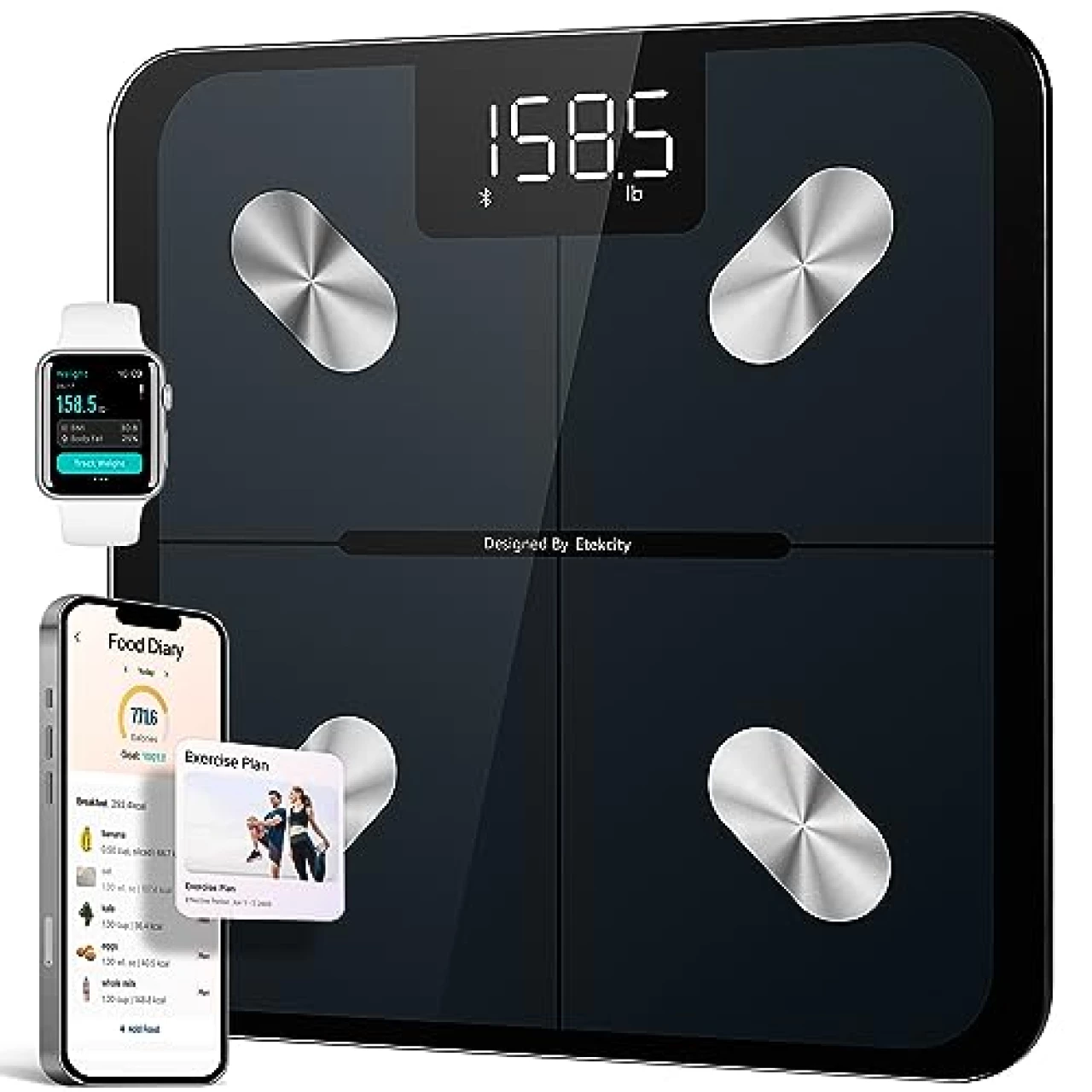 Etekcity Smart Scales Digital Weight and Body Fat, Bathroom Scales Accurate for People&rsquo;s Bmi Muscle, Bluetooth Electronic Body Composition Monitor Syncs with App, 400lb