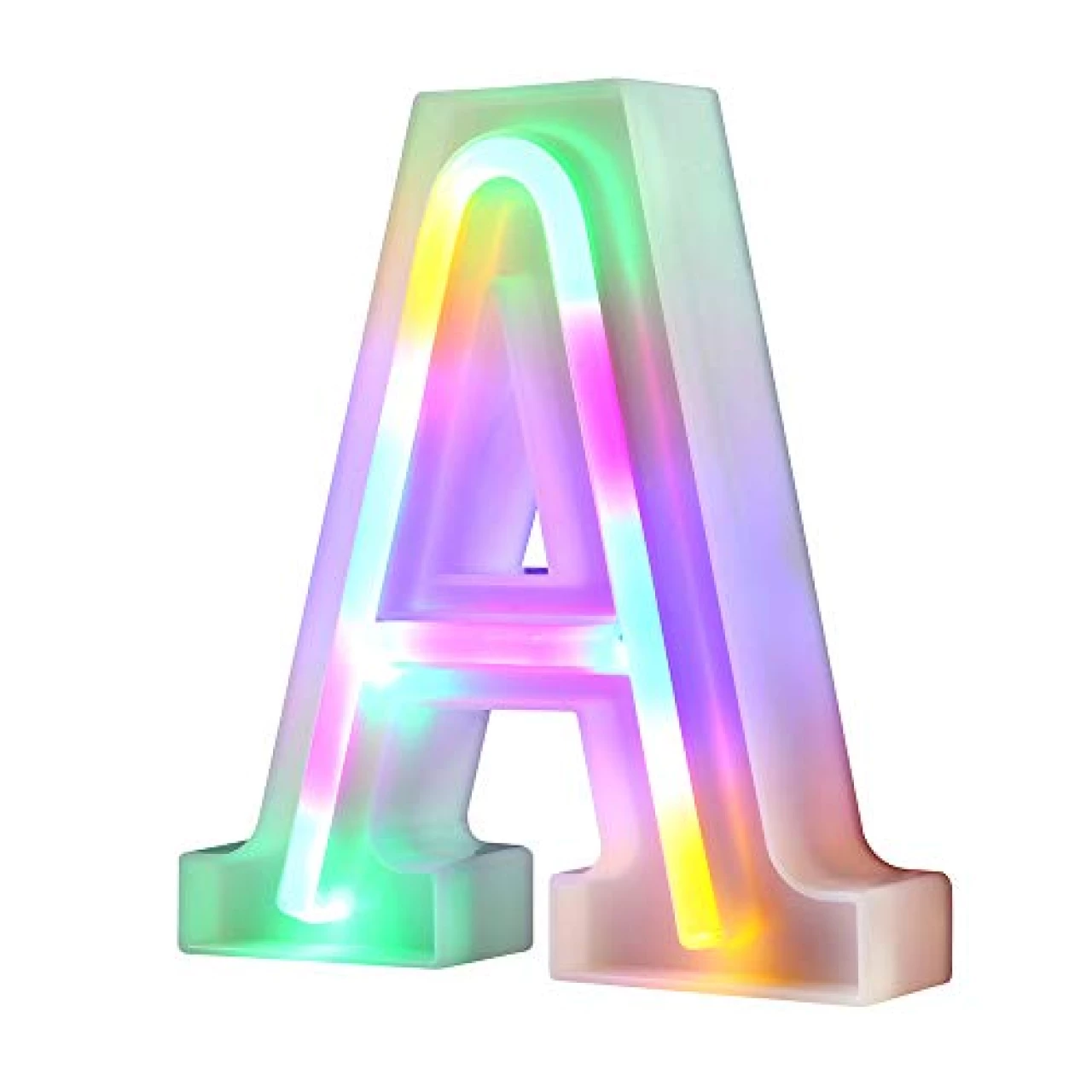 Neon Letter Lights 26 Alphabet Letter Bar Sign Letter Signs for Wedding Christmas Birthday Partty Supplies,USB/Battery Powered Light Up Letters for Home Decoration-Colourful A