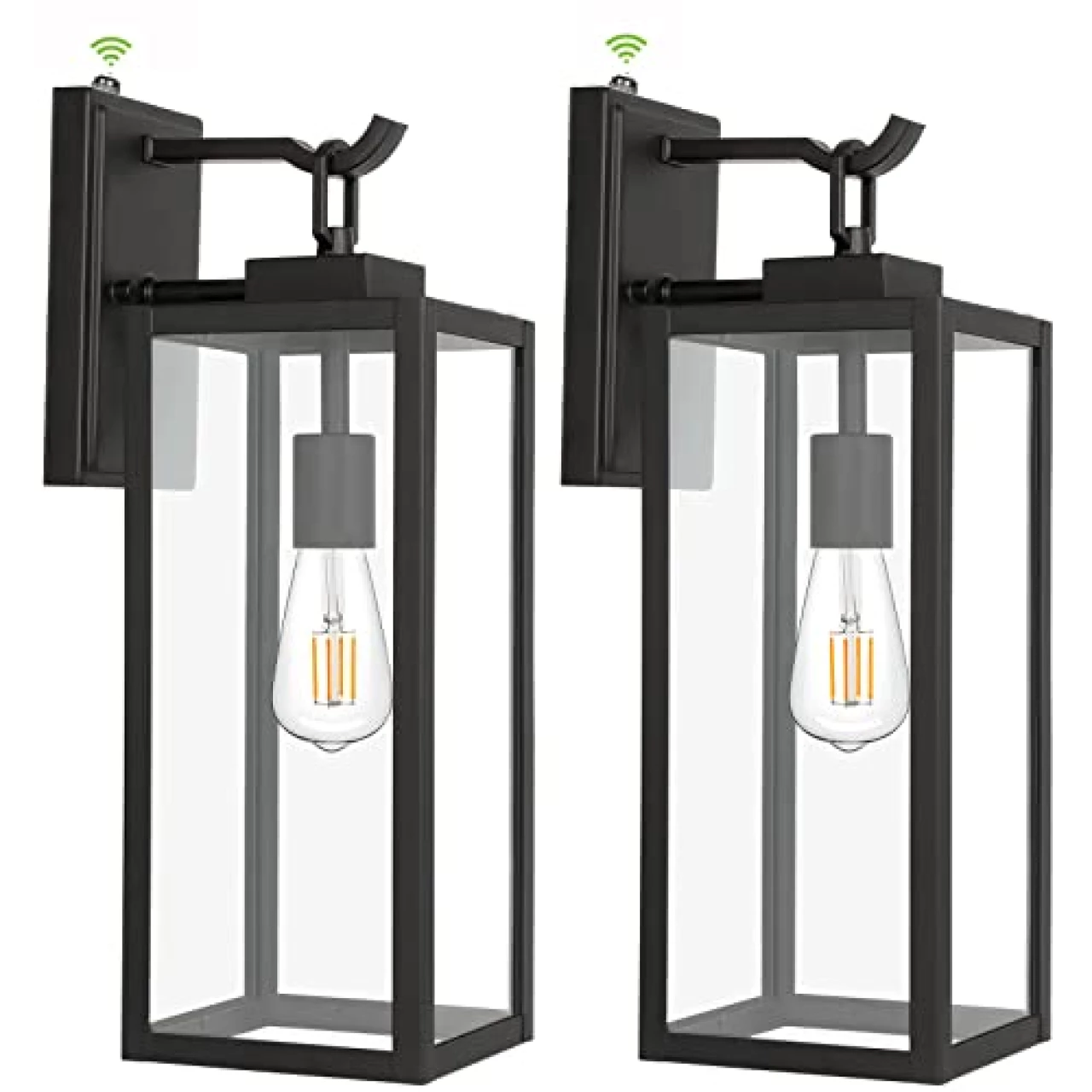 Hykolity Large Size Dusk to Dawn Outdoor Wall Lanterns, 18 Inch Matte Black Porch Lights, Exterior Wall Lighting, Anti-Rust Architectural Outdoor Sconces, ETL Listed, 2 Pack