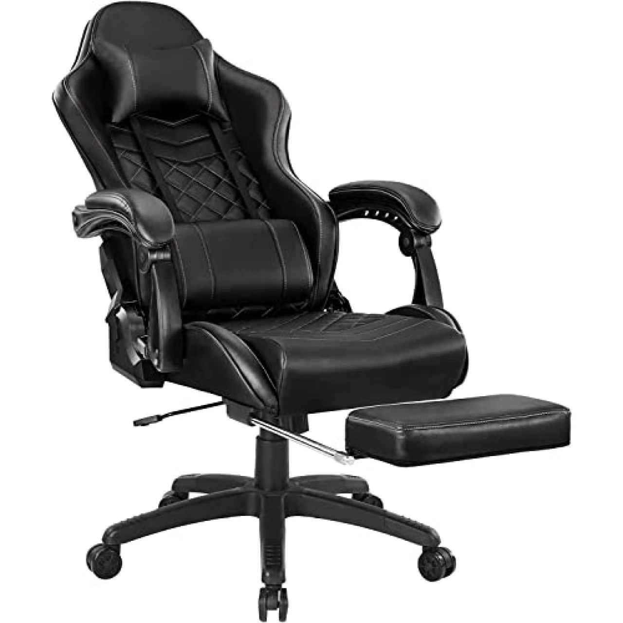 Blue Whale Massage Gaming Chair for Adults, 350LBS Office Chair with Retractable Footrest, Adjustable Armrest, Classic PU Leather Big and Tall Ergonomic Computer Chair
