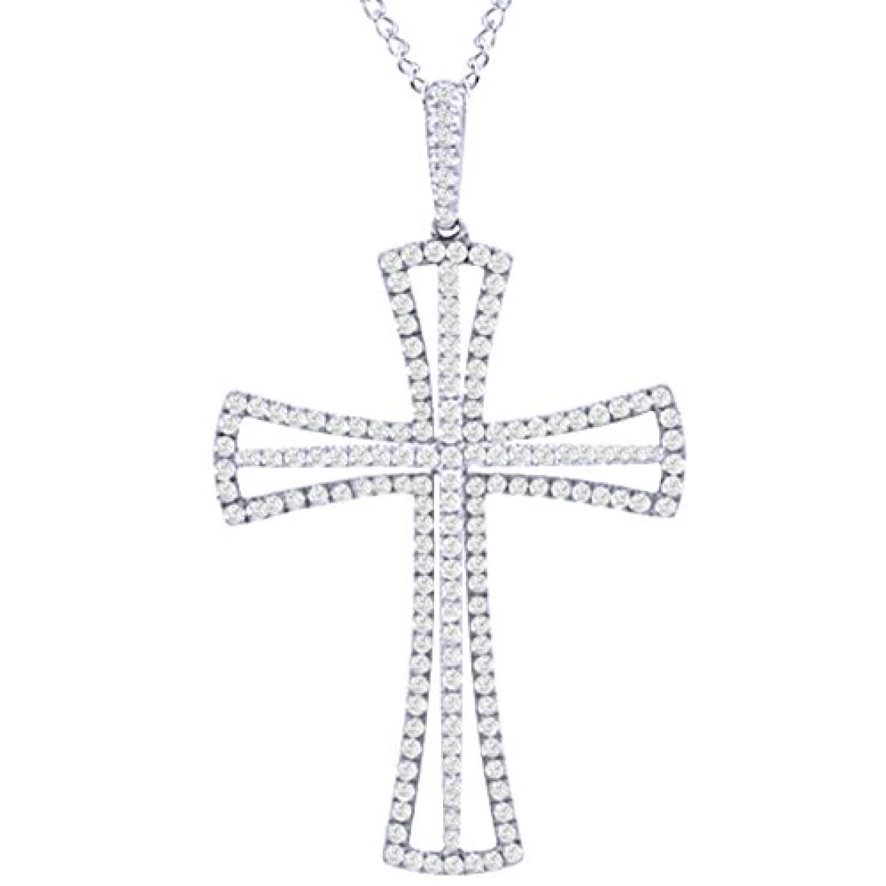 AFFY Round Cut White Natural Diamond Cross Pendant Necklace in 14k Rose Gold