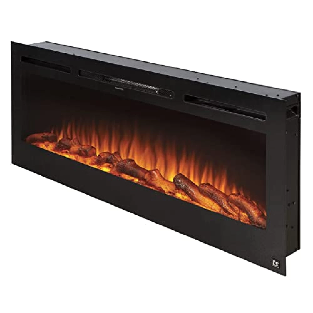 Touchstone Smart Electric Fireplace-The Sideline 50 Inch Wide-in Wall Recessed-30 Realistic Ember Color/Flame Options-1500W Heater w/Thermostat-Black-Log &amp; Crystal Hearth Options -Alexa/WiFi Enabled